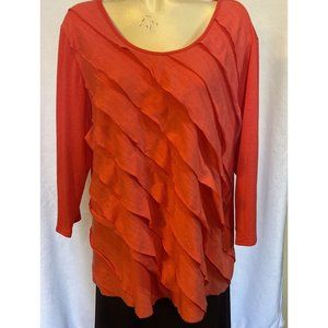 Womens Size 2x Pink Diagonal Ruffle Blouse By Beverly Drive‎ Plus Size